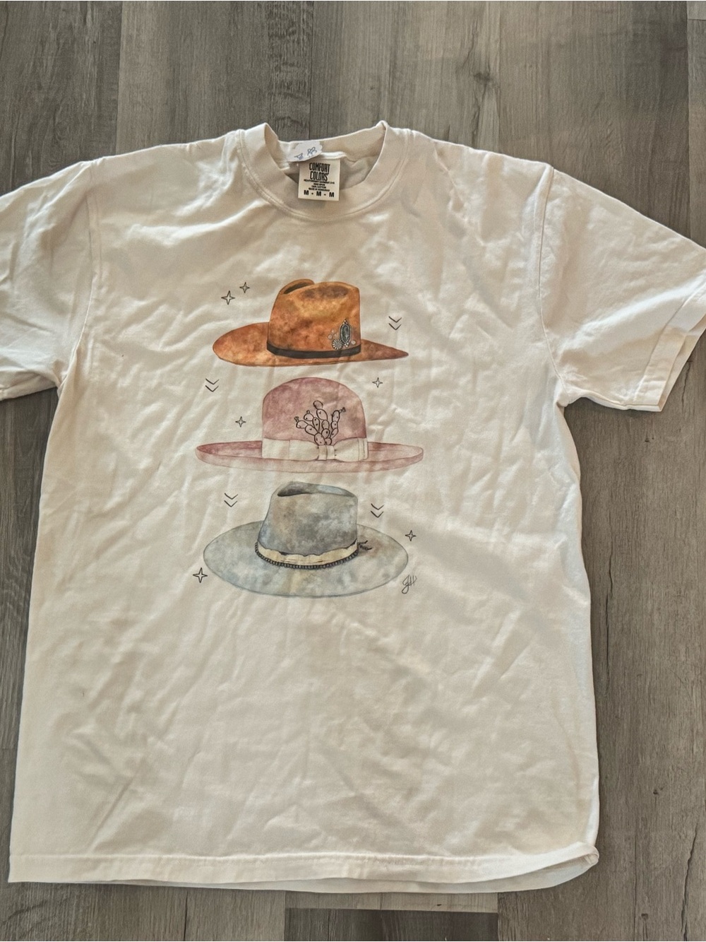 White Graphic Hat Stack T-Shirt -
